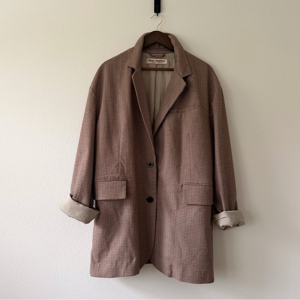 Free People Oversized Reggie Blazer in Ginger Combo Size L - Picture 3 of 15